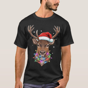 Kerstlichten Rendier Kerstman Hoed Cute Kerst Paja T-shirt