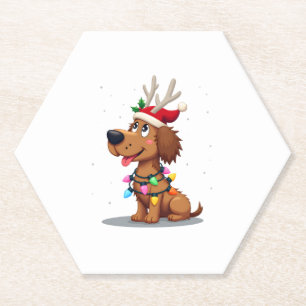 Kerstlichten Soft Coated Wheaten Terrier Hond T Kartonnen Onderzetters