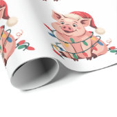 Kerstlichten Varken met Kerstmuts - Varkensliefheb Cadeaupapier (Rol Hoek)