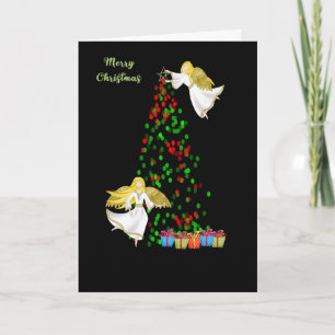 Kerstlichtenkaart met engelen kaart