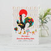 Kerstlichtjes, ballen, cadeaus en Haantje Kaart (Staand voorkant)