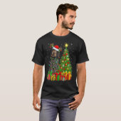 Kerstlichtjes Duitse Draadharige Pointer Hond Kers T-shirt (Voorkant volledig)