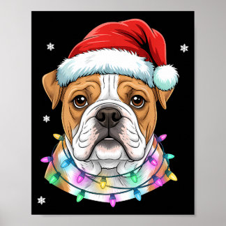 Kerstlichtjes Hond Sinterklaas Hoed Cute Kerst Pyj Poster