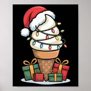 Kerstlichtjes Ijsje Met Kerstman Hoed Des Poster