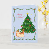 Kerstlichtjes Kat Grappig Kaart (Gele Bloem)
