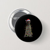 Kerstlichtjes Kerstman Duitse Korthaar Inter Hond Ronde Button 5,7 Cm (Voorkant /achterkant)