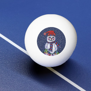 Kerstlichtjes Lachende Sneeuwman Sneeuwvlokken Pingpongbal