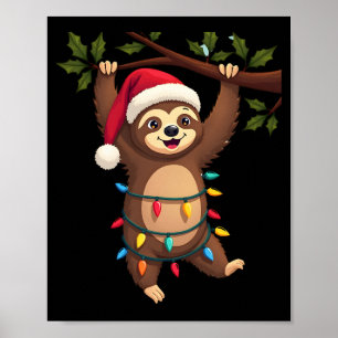 Kerstlichtjes Luiaard met Kerstmuts - Luiaard Lief Poster