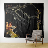 Kerstlichtjes op bomen Fotocabine Achtergrond Wandkleed (In Situ (horizontaal))