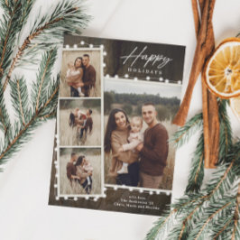 Kerstlichtjes op het platteland 4 foto-collage feestdagenkaart