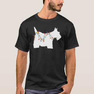 Kerstlichtjes Schotse Terriër Hond T-shirt