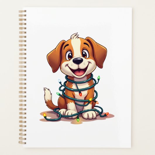 Kerstlichtjes voor vrolijke beagles planner (Voorkant)