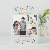 Kerstlichtjes Vrolijk Kerstmis Familie Foto Feestdagenkaart (Staand voorkant)