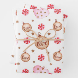 Kerstlichtroze hartversiering met liefdeswikkel inpakpapier vel