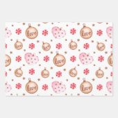 Kerstlichtroze hartversiering met liefdeswikkel inpakpapier vel (Voorkant)