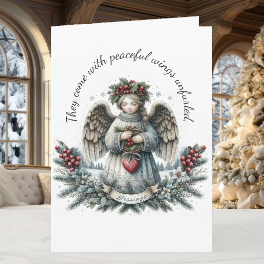 Kerstlied Angel It Came Upon A Midnight Clear Feestdagen Kaart