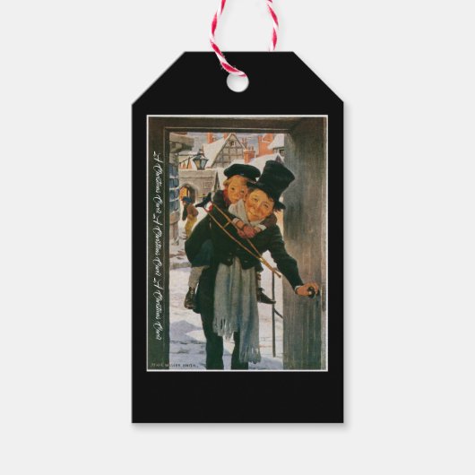 Kerstlied "Bob Cratchit en Kleine Tim" Cadeaulabel (Voorkant)