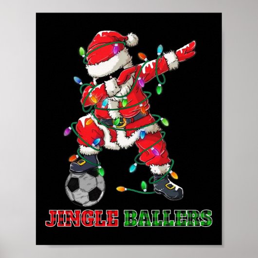 Kerstlied Dansende Kerstman Voetbal Kerstmis Poster (Voorkant)