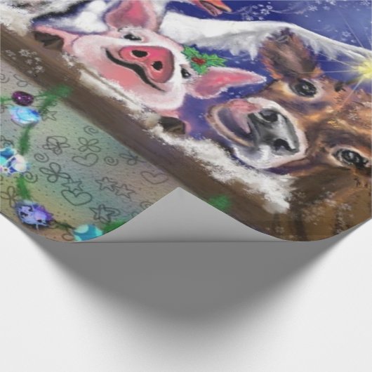 Kerstlied - Dierenfeest Cadeaupapier (Hoek)