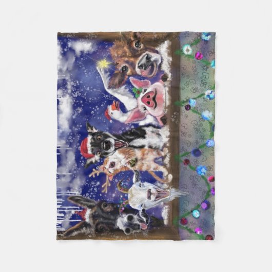 Kerstlied - Dierenfeest Fleece Deken (Voorkant)