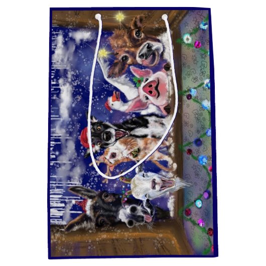 Kerstlied - Dierenfeest - Happy - Medium Cadeauzakje (Voorkant)