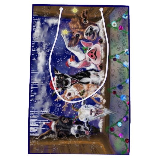 Kerstlied - Dierenfeest - Happy - Medium Cadeauzakje (Achterkant)