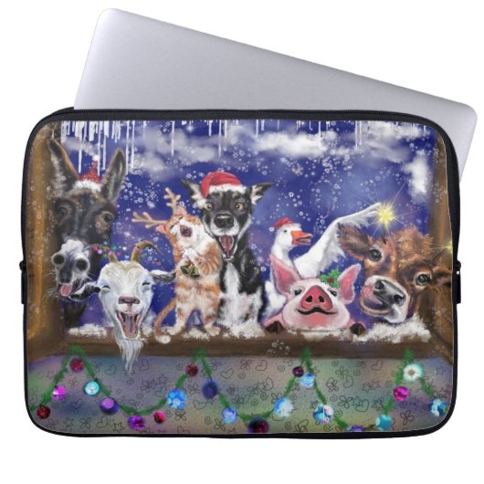 Kerstlied - Dierenfeest Laptop Sleeve (Voorkant)