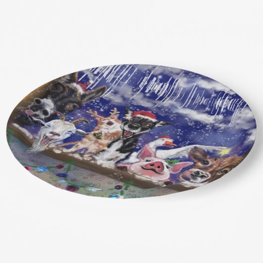 Kerstlied - Dierenfeest Papieren Bordje (Gekanteld)