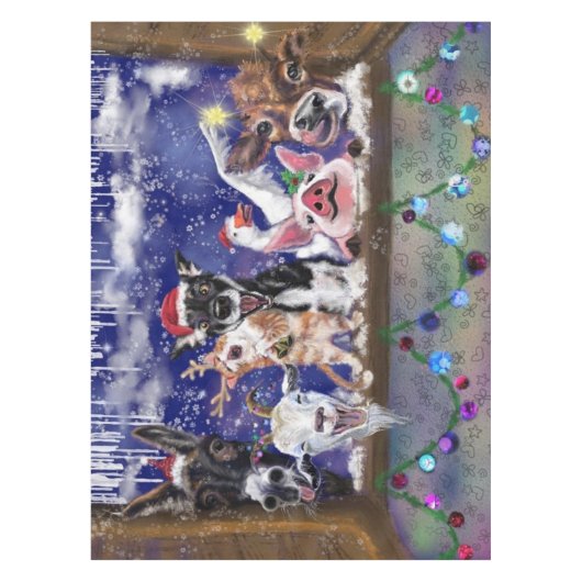 Kerstlied - Dierenfeest Tafelkleed (Voorkant)
