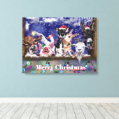 Kerstlied - Dierenfeest - Vrolijk Kerstfeest - Canvas Afdruk (Insitu (Houten vloer))