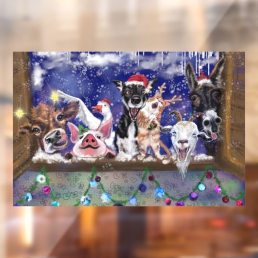 Kerstlied Dierenfeest Vrolijk Kerstfeest Grappig Raamsticker (Vel 2)