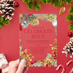 KERSTLIED JESUS Christelijke Krans Kerstfeest Uitn Acryl Uitnodigingen