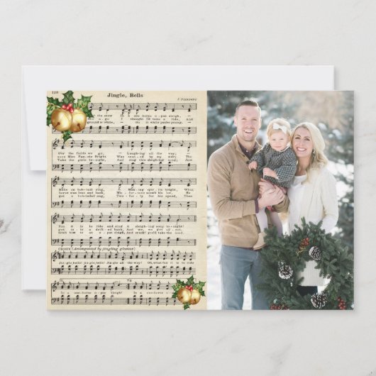 Kerstlied Jingle Bells Foto Feestdagenkaart (Voorkant)