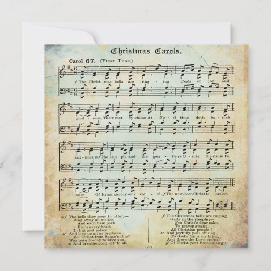 kerstlied kaart (Achterkant)