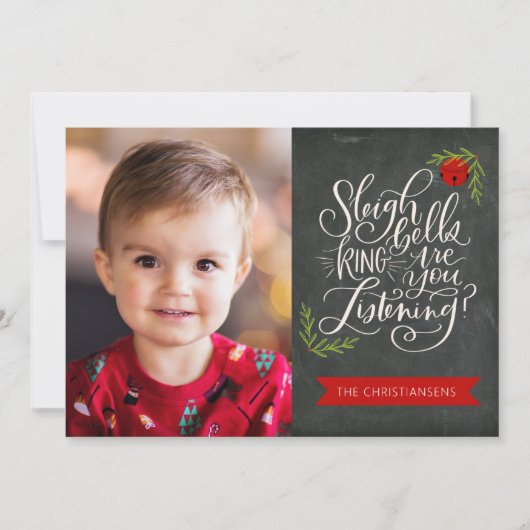 Kerstlied Kerstkaart met sleeëklokken Plat Kerstka (Voorkant)