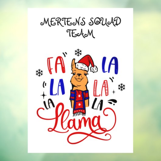 Kerstlied Llama Home Storefront Name Vinyl SM Raamsticker (Vel 3)