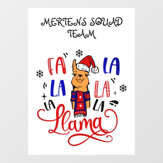 Kerstlied Llama Home Storefront Name Vinyl SM Raamsticker (Vel)