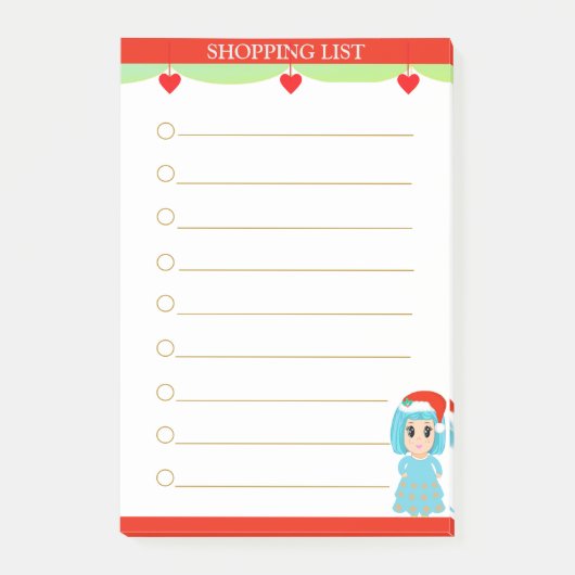 Kerstlied meisje Boodschappenlijst Post-it® Notes (Voorkant)