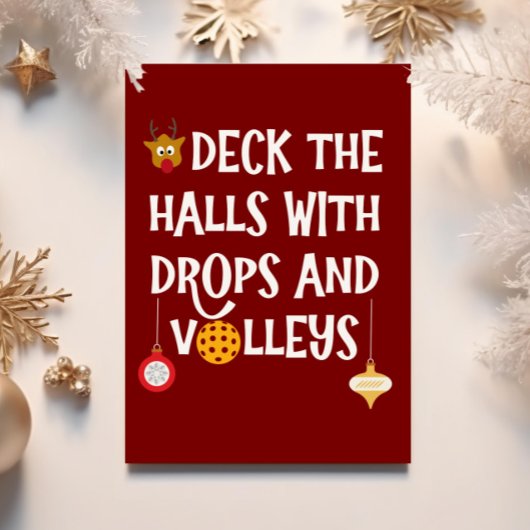 Kerstlied met Drops Volleys Pickleball Kerstmis Feestdagenkaart