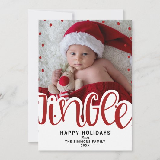 Kerstlied Rode Type Vakantie Kerstmis Foto Kaart (Voorkant)