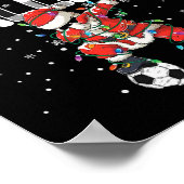 Kerstlied Santa Voetbal Kerstmis Voetbal Geruit _ Poster (Hoek)