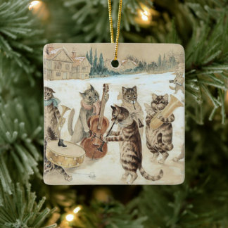 Kerstlied van katten in vintage stijl door Louis W Keramisch Ornament