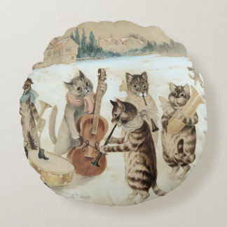 Kerstlied van katten in vintage stijl door Louis W Rond Kussen