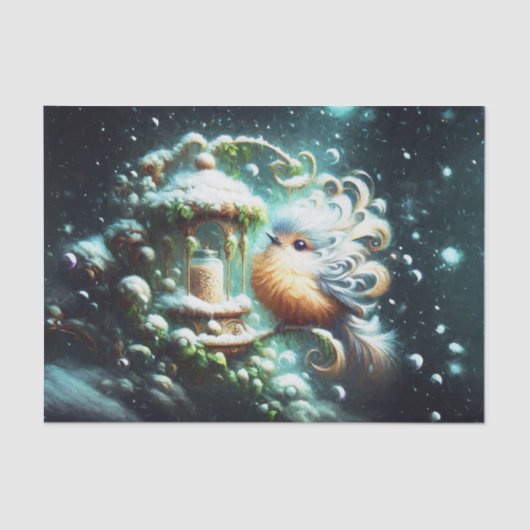 Kerstlied Vogel bij Holly Feeder Tissuepapier (Voorkant)