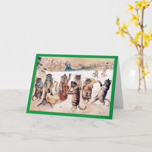 Kerstlied Zingen, Louis Wain Kaart (Gele Bloem)