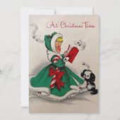 Kerstlied zingend oud meisje feestdagenkaart (Voorkant)