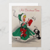 Kerstlied zingend oud meisje feestdagenkaart (Voorkant / Achterkant)