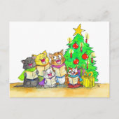 Kerstlied zingende katten  briefkaart (Voorkant)