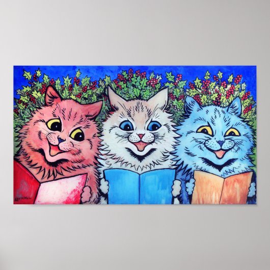Kerstlied Zingende Katten, Louis Wain Poster (Voorkant)