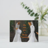 Kerstlied zingende witte eenden Kerstmis Feestdagenkaart (Staand voorkant)